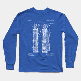 Golf Bag Patent - Caddy Art - Blueprint Long Sleeve T-Shirt